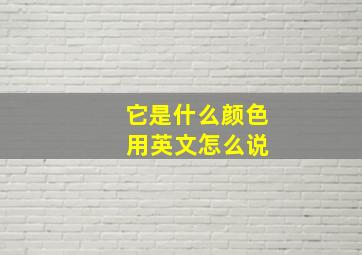 它是什么颜色 用英文怎么说